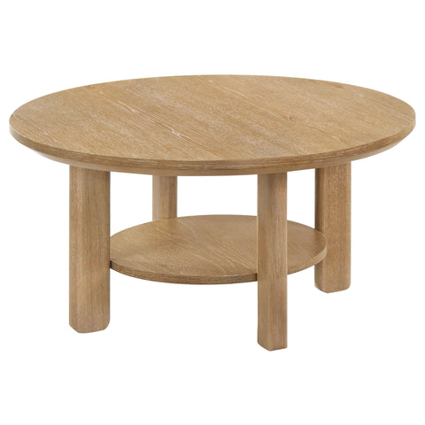 Loomis 36-inch Round Wood Cocktail Coffee Table Light Oak