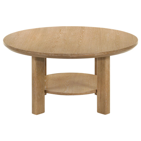 Loomis 36-inch Round Wood Cocktail Coffee Table Light Oak