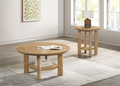 Loomis 36-inch Round Wood Cocktail Coffee Table Light Oak