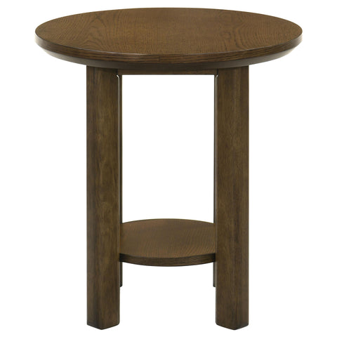 Loomis 22-Inch Round Wood Side End Table with Shelf Brown