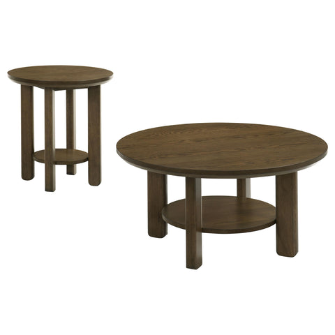 Loomis 2-piece Round Wood Coffee Table Set Brown