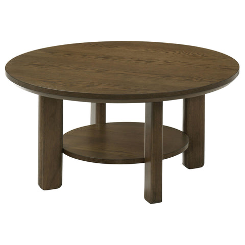 Loomis 35-inch Round Wood Cocktail Coffee Table Brown