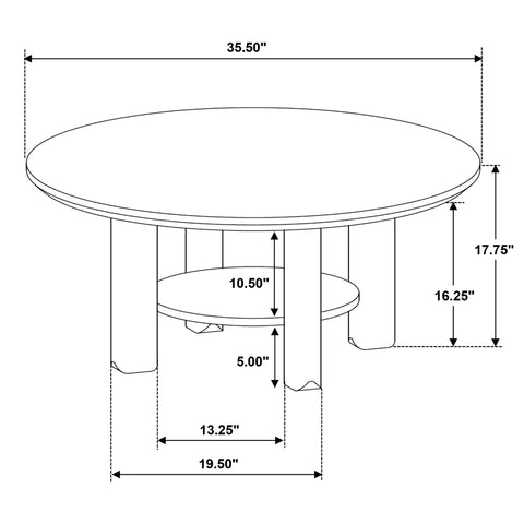 Loomis 35-inch Round Wood Cocktail Coffee Table Brown