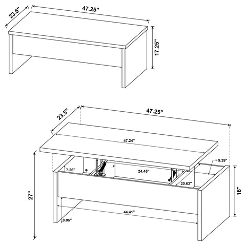 Lawson Engineered Wood Lift Top Cocktail Coffee Table Mango