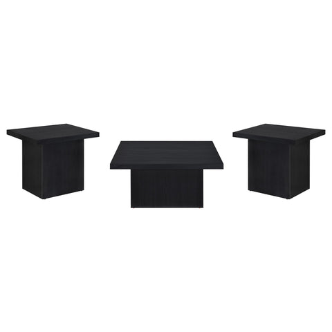 Rocco 3-piece Square Cocktail Coffee End Table Set Black