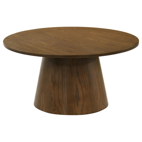 Goodson 3-piece Round Pedestal Coffee Table Set Dark Brown
