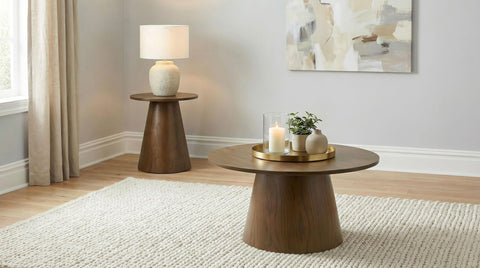 Goodson 36-inch Round Pedestal Coffee Table Dark Brown