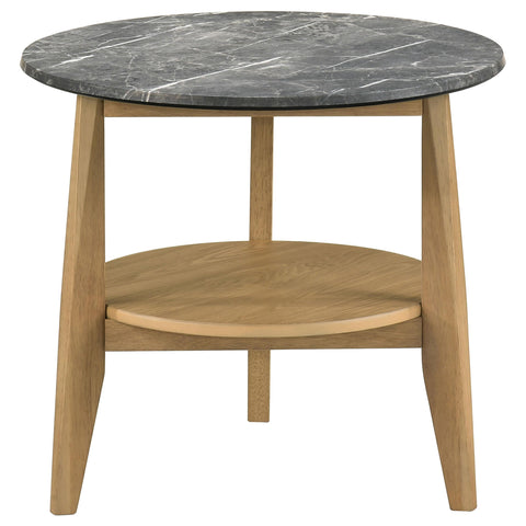 Delgado Round SmartTop End Side Table Grey and Natural