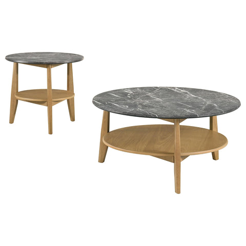 Delgado 2-Piece Round SmartTop Coffee Table Set Grey and Natural