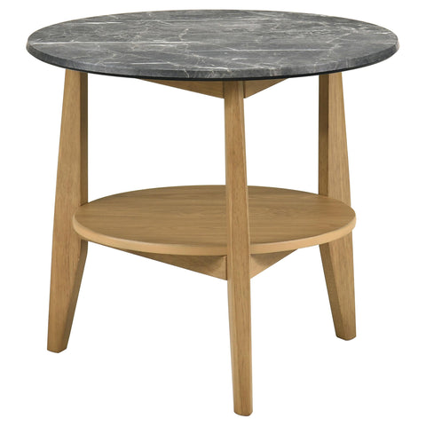 Delgado 2-Piece Round SmartTop Coffee Table Set Grey and Natural