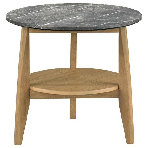 Delgado 2-Piece Round SmartTop Coffee Table Set Grey and Natural