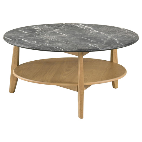 Delgado 2-Piece Round SmartTop Coffee Table Set Grey and Natural