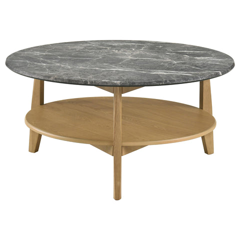 Delgado 2-Piece Round SmartTop Coffee Table Set Grey and Natural