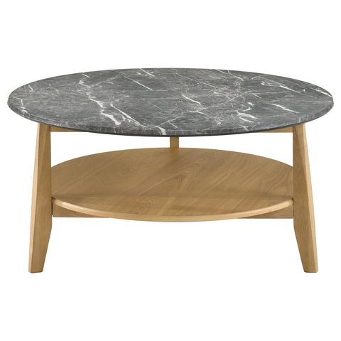 Delgado 2-Piece Round SmartTop Coffee Table Set Grey and Natural