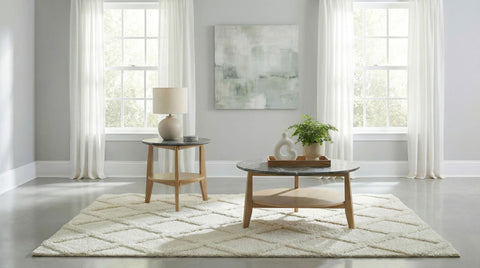 Delgado Round SmartTop Cocktail Coffee Table Grey and Natural