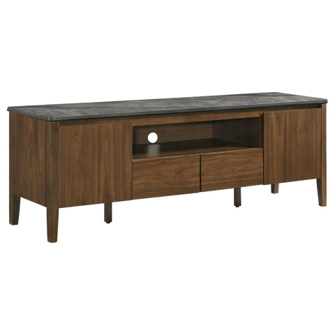 Delgado 63-inch 2-Door SmartTop TV Stand Smokey Grey and Brown