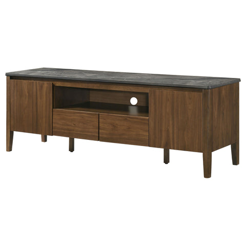 Delgado 63-inch 2-Door SmartTop TV Stand Smokey Grey and Brown