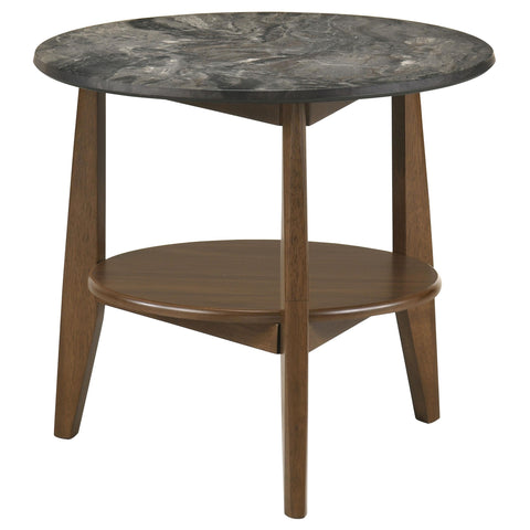 Delgado Round SmartTop End Side Table Smokey Grey and Dark Brown