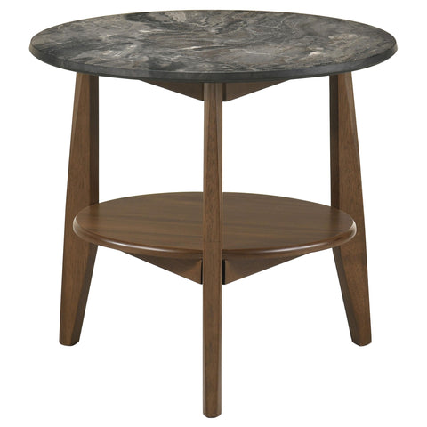 Delgado Round SmartTop End Side Table Smokey Grey and Dark Brown