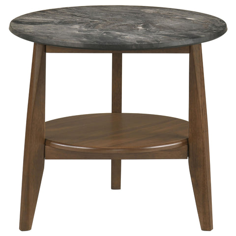 Delgado Round SmartTop End Side Table Smokey Grey and Dark Brown