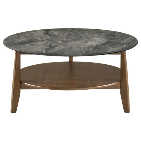 Delgado 3-Piece Round SmartTop Coffee Table Set Smokey Grey and Brown