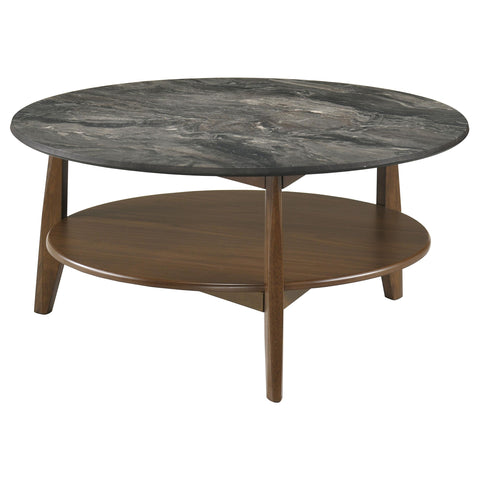 Delgado Round SmartTop Cocktail Coffee Table Smokey Grey and Brown