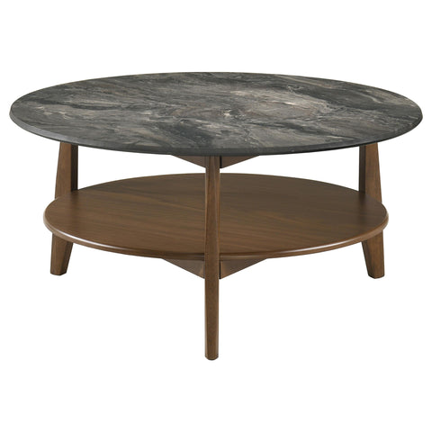 Delgado Round SmartTop Cocktail Coffee Table Smokey Grey and Brown