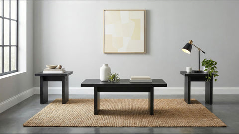 Hogan 47-Inch Rectangular Cocktail Coffee Table Black