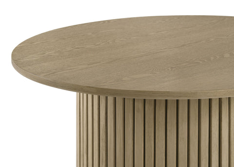 Dobrev 2-piece Round Fluted Coffee and End Table Set Natural Oak