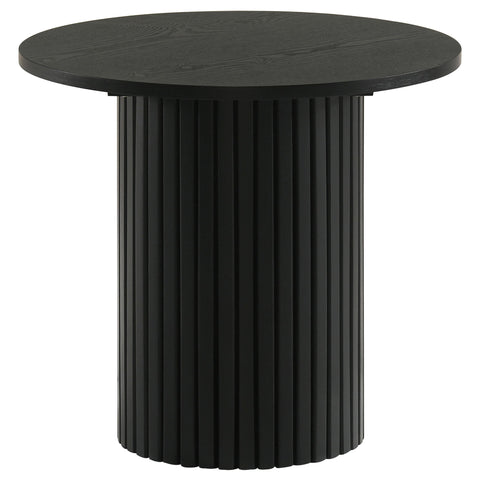 Dobrev Round Fluted Occasional Side End Table Black