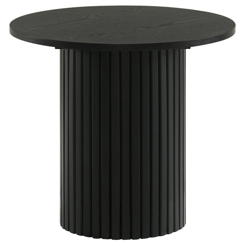 Dobrev 3-piece Round Fluted Coffee and End Table Set Black