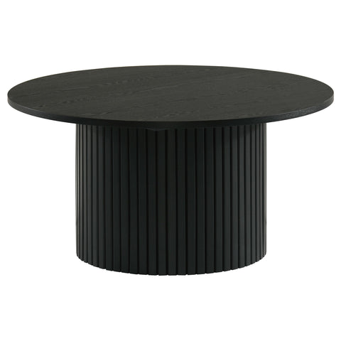 Dobrev Round Fluted Occasional Cocktail Coffee Table Black