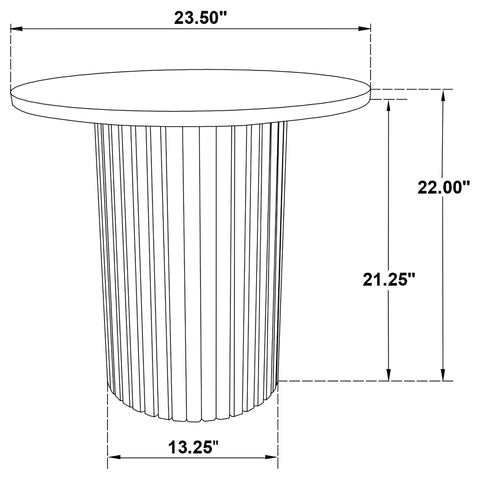 Dobrev Round Fluted Occasional Side End Table Walnut