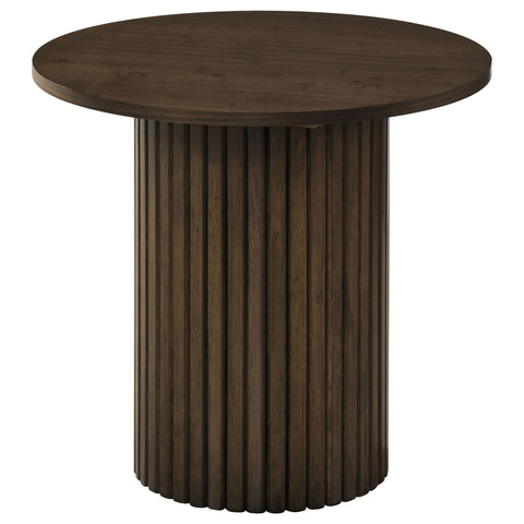 Dobrev 3-piece Round Fluted Coffee and End Table Set Walnut