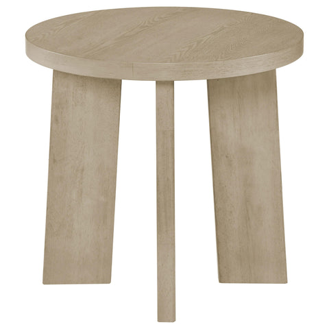 Harkes Contemporary Round End Table in Natural Oak