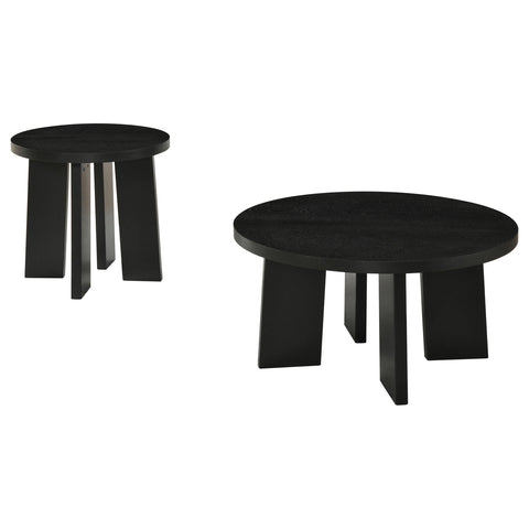 Harkes 2-Piece Round Coffee and End Table Set in Black