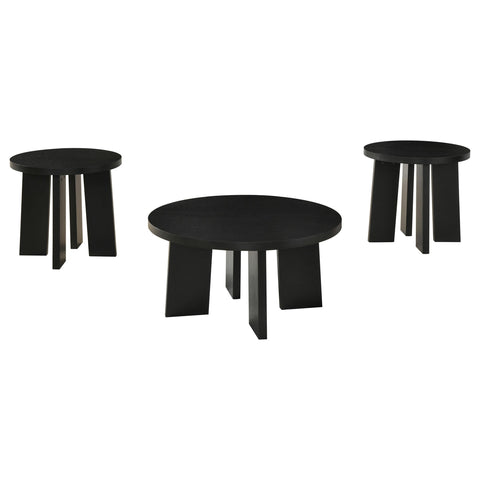 Harkes 3-Piece Round Coffee and End Table Set in Black