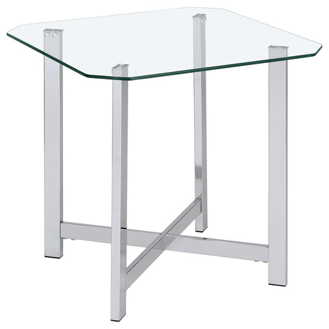 Furda Square Tempered Glass Top Side End Table Chrome
