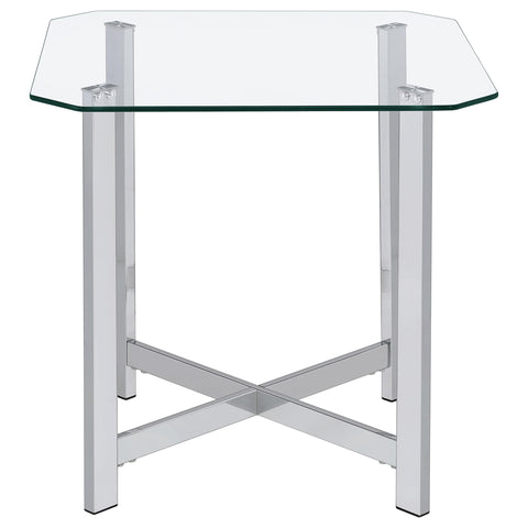 Furda Square Tempered Glass Top Side End Table Chrome