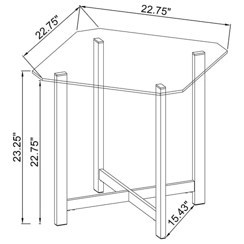 Furda Square Tempered Glass Top Side End Table Chrome
