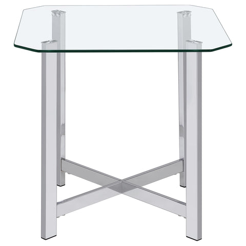Furda 3-piece Tempered Glass Top Coffee Table Set Chrome
