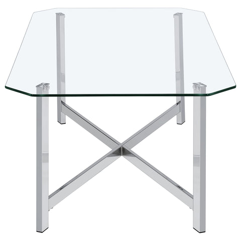 Furda 3-piece Tempered Glass Top Coffee Table Set Chrome