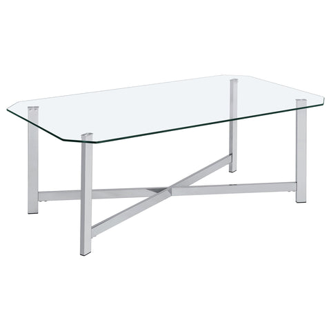Furda Rectangular Tempered Glass Top Cocktail Coffee Table Chrome