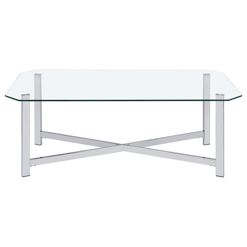 Furda Rectangular Tempered Glass Top Cocktail Coffee Table Chrome