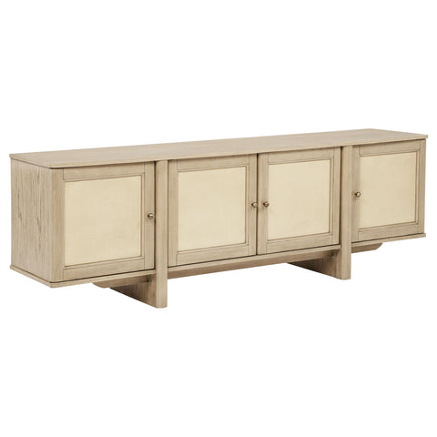 Rocori 79-inch 4-door Cane TV Stand Media Console Beige Oak