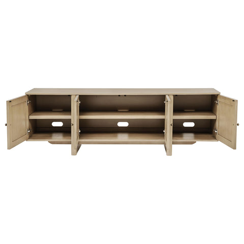 Rocori 79-inch 4-door Cane TV Stand Media Console Beige Oak