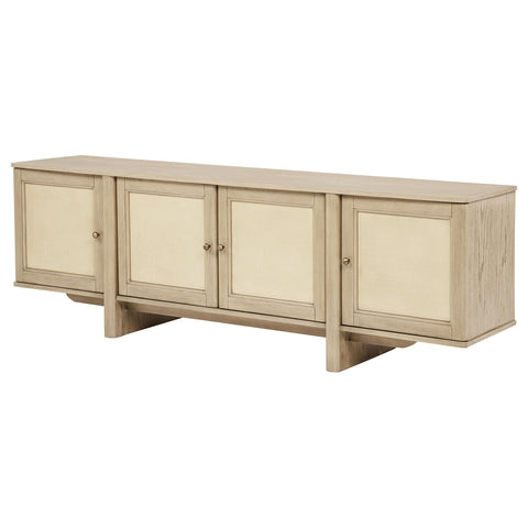Rocori 79-inch 4-door Cane TV Stand Media Console Beige Oak
