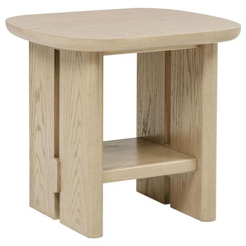 Rocori 2-piece Coastal Coffee and End Table Set Beige Oak