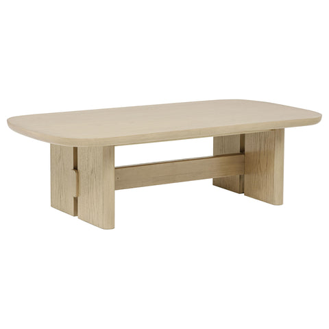 Rocori 3-piece Coastal Coffee and End Table Set Beige Oak
