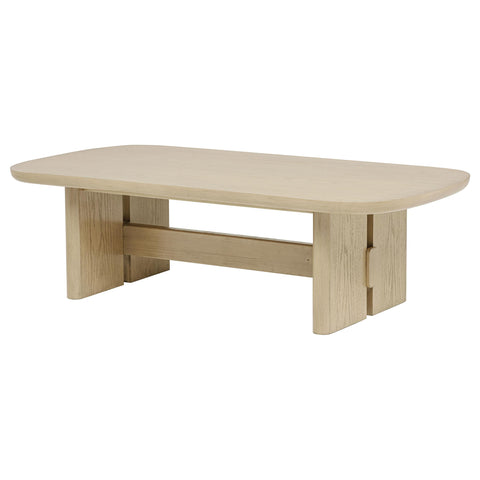 Rocori Coastal Rectangular Cocktail Coffee Table Beige Oak